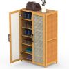 6-Tier Shoe Cabinet with Bamboo Shoe Rack Freestanding Shoe Organizer with 2 Hollow Doors and Handles 154lbs Max Load for Closet Hallway Living Room