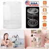 360° Rotating Makeup Organizer Clear Cosmetic Storage Rack Transparent Jewelry Display Box Case with 4 Trays One 17-Slot Top Shelf