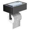 Toilet Paper Holder with Flushable Wipes Dispenser Wall Mount Stainless Steel Matte Black Toilet Paper Holder with Shelf for Bathroom