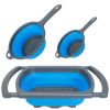 3Pcs Collapsible Colander Set Heat Resistant Vegetable Fruit Pasta Strainer Over The Sink Folding Drainer Extendable Thickened Handles For Fruits Spag
