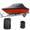 Boat Cover 210D Waterproof Dustproof Trailerable Boat Protector UV Resistant Cover For 17-19FT V-Hull Tri-Hull Runabout Boat