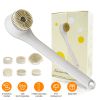 Electric Bath Brush Body Scrubber Rechargeable Massaging Spin Brush with 6 Shower Brush Heads 3 Rotating Modes Extended Handle