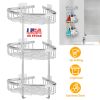 2-Tier Corner Shower Caddy Shelf Stainless Steel Wall Mount Shampoo Organizer Basket Rustproof Adhesive Toiletries Rack For Bathroom Kitchen Dorm