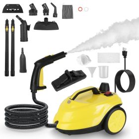 1800W Steam Cleaning Machine with Wheels High Temperature and Pressure Steamer Cleaner with 2L Water Tank Stepless Steam Control 15 Accessories