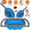 3Pcs Collapsible Colander Set Heat Resistant Vegetable Fruit Pasta Strainer Over The Sink Folding Drainer Extendable Thickened Handles For Fruits Spag