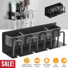 4 Slots Multifunctional Wall Mount Toothbrush Holder Rack Organizer Shelf No Drilling