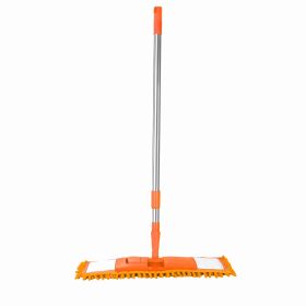 Microfiber Mop Metal Floor Dust Hairs Cleaning 360° Rotatable Washable Refill Pads Hard Handle (Orange)