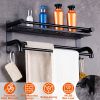 2 Tier Wall Mounted Towel Rack Bar Rail Towel Holder Hanger Bathroom Toiletries Storage Shelf with Nail Free Stickers