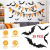 28pcs Halloween Bats 3D Decoration Bats Halloween Party Supplies Scary Bat Sticker Halloween Eve Decor Bat Wall Decals Stickers Scary DIY Flying Bats