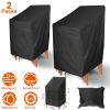 2 Packs Patio Chair Covers Waterproof Outdoor Furniture Protector Anti-UV Stacking Chair Cover 47.2"x25.6"x25.6" w/ Drawstring Storage Bag