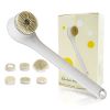 Electric Bath Brush Body Scrubber Rechargeable Massaging Spin Brush with 6 Shower Brush Heads 3 Rotating Modes Extended Handle
