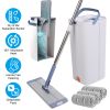 Mop Bucket with Wringer Set Flat Floor Mop Clean and Dry Separate Bucket 3 Replaceable Pads Hands Free Home Floor Cleaning Mop Reusable Washable Mop P