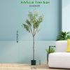 5.9FT Artificial Olive Tree Tall Fake Olive Plant Faux Potted Olive Tree with Lush Olive Branches and Fruits with Black Planter Pot for Modern Home Of