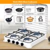 Gas Stove Dual Fuel Gas Hob Cooktop Manual Ignition Stovetop Powered by NG/LPG with 4 Burners Lid