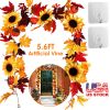 5.6ft Artificial Maple Leaf Garland Hanging Plant Vine Fake Berries Sunflower Foliage Pumpkin Autumn Fall Decor for Wedding Halloween Thanksgiving Din