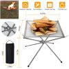 Outdoor Portable Fire Pit 16in Collapsible Steel Mesh Bonfire Place Stand w/ Carry Bag For Camping Backyard Beach Wood Burning