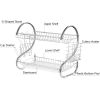 2-Tier Dish Rack Chrome-plated Steel Kitchen Drying Rack w/ Cup Drainer Cutlery Holder Removable Plastic Drainboard