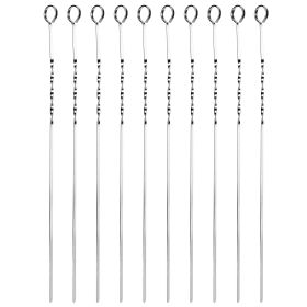 10Pcs BBQ Skewers 16" inch Kabob Skewers V-Shape Stainless Steel Shish Kebab Sticks Reusable Barbecue Skewers Set BBQ Grill Skewers for Meat Shrimp Ch
