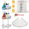 2-Tier Corner Shower Caddy Shelf Stainless Steel Wall Mount Shampoo Organizer Basket Rustproof Adhesive Toiletries Rack For Bathroom Kitchen Dorm