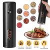 Electric Pepper Grinder USB Rechargeable Pepper Mill Automatic Salt Grinder with 6 Adjustable Coarseness LED Light 110ML/3.72OZ Container One Hand Ope