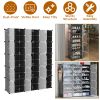 10-Tier 3-Row Shoe Rack Organizer Stackable Free Standing Shoe Storage Shelf Plastic Shoe Cabinet Tower with Transparent Doors for Heels Boots Slipper