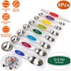 Dual Sided Magnetic Measuring Spoons with Leveler Stainless Steel Stackable Measuring Teaspoons Tablespoons for Dry Liquid Ingredients Set of 8