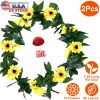 2Pcs 7.2ft Artificial Silk Sunflower Vines Garland Fake Flowers with Green Leaves for Wedding Party Table Decoration