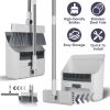 Broom And Dustpan Combo Set With Squeegee Stainless Steel Handle 4 In 1 Upright Standing Broom And Dust Pan For Indoor Outdoor Garage Kitchen Room Off