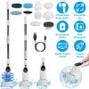 Electric Spin Scrubber with Extendable Telescopic Arm Cordless Voice Prompt Cleaning Brush with 3 Adjustable Speeds 9 Replaceable Brush Heads For Bath