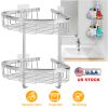3 Tier Corner Shower Caddy Shelf Stainless Steel Wall Mount Shampoo Organizer Basket Rustproof Adhesive Toiletries Rack For Bathroom Kitchen Dorm