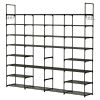 8-Tier 4-Row Shoe Rack Metal Shoe Storage Shelf Free Standing Large Shoe Stand 56 Pairs Shoe Tower Unit Tall Shoe Organizer with 2 Hooks for Entryway