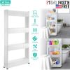 iMounTEK 4 Tiers Slim Storage Cart Mobile Rolling Shelf Unit Narrow Space Shelf for Kitchen Bathroom Pantry Laundry Garage Office