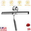 10.24in Shower Squeegee Cleaner All-Purpose Stainless Steel Glass Car Window Wiper w/ Suction Cup Hook For Shower Doors Bathroom Mirror