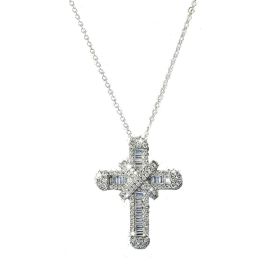 Womens Crystal Cross Necklace Sliver HIP-HOP Pendant for Men Religious Christian Jewelry Gifts for Anniversaries Holidays Christmas Birthdays