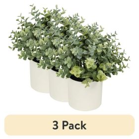 (3 pack) 8.5" Artificial Eucalyptus Plant in Cream Pot