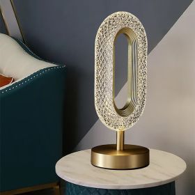Ovated Modern LED Table Lamp Plug in Desk Lamps for Living Room Ring Shape in Gold