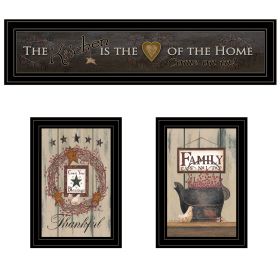 "The Primitive Kitchen vignette" 3-Piece By Trendy Decor 4U, Black Frame