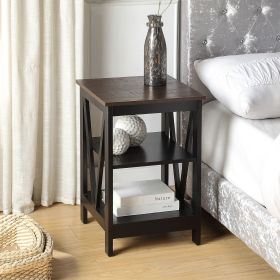 conifferism Wood Small End Table with 3-Tiered Shelves for Storage, Narrow Night Stands for Bedrooms