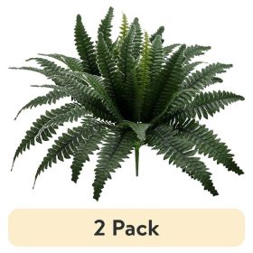 (2 pack) 21in Indoor Artificial Plant, Fern Bush, Green Color. Indoor Use. Not in Pot.