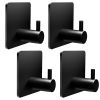 4Pcs Self Adhesive Hooks Stainless Steel Sticky Wall Hanging Hooks Black Hanger Hook Holders for Robe Coat Hat Keys Utensils in Bathroom Office Home