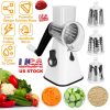 Hand Rotary Vegetable Mandoline Slicer Manual Rotary Fruit Cutter Cheese Grater Grinder Chopper Shredder w/ 3 Stainless Steel Drums Strong Suction Bas