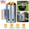 10.8x6.7in BBQ Charcoal Chimney Starter Coal Fire Starter Charcoal Can Grill Lighter Quick Rapid Fire Briquette Starter with Wooden Handle