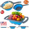 3Pcs Collapsible Colander Set Heat Resistant Vegetable Fruit Pasta Strainer Over The Sink Folding Drainer Extendable Thickened Handles For Fruits Spag