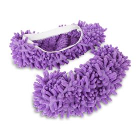 Mop Slippers Shoes Cover Floor Cleaning Socks Reusable Multi-Function Duster for House Bathroom Kitchen Livingroom (Option: Purple)