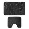 2 Pcs/Set Bathroom Rugs Luxury Flannel Non-Slip Bathroom Rugs Set Soft Pebbles Shower Absorbent Carpet U-Shaped Toilet Mat Washable for Bathroom Entra