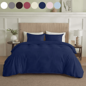 Serta Simply Clean Solid Duvet Cover King (Option: Navy Blue-King)
