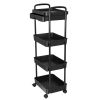 4 Tier Rolling Utility Cart Movable Storage Organizer with Drawer Lockable Wheels 360 Degree Rotatable Hallow Design for Bedroom Bathroom Kitchen