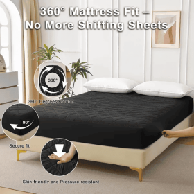 Diamond Grid Ultrasonic Waterproof Mattress Protector (Option: Black-Twin)
