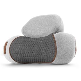 3 In 1 Neck Massager Pillow With Vibration Heating Therapy Airbag Stretching Memory Foam Fillings Ergonomic Cervical Massager With Portable Storage Ba (Option: LightGrey)