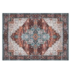 6x9FT Vintage Area Rug Modern Non Slip Carpet Boho Low Pile Soft Rug Waterproof Machine Washable Rug for Living Room Bedroom Kitchen Dining Room Under (Option: 6_9FT_Type3)